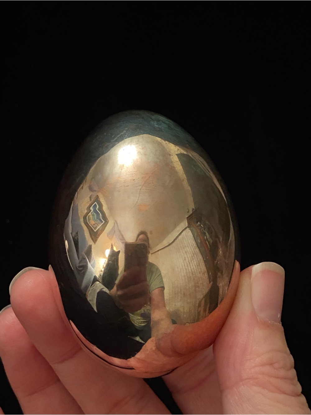 Silver Metallic Egg Unknown Material Marked